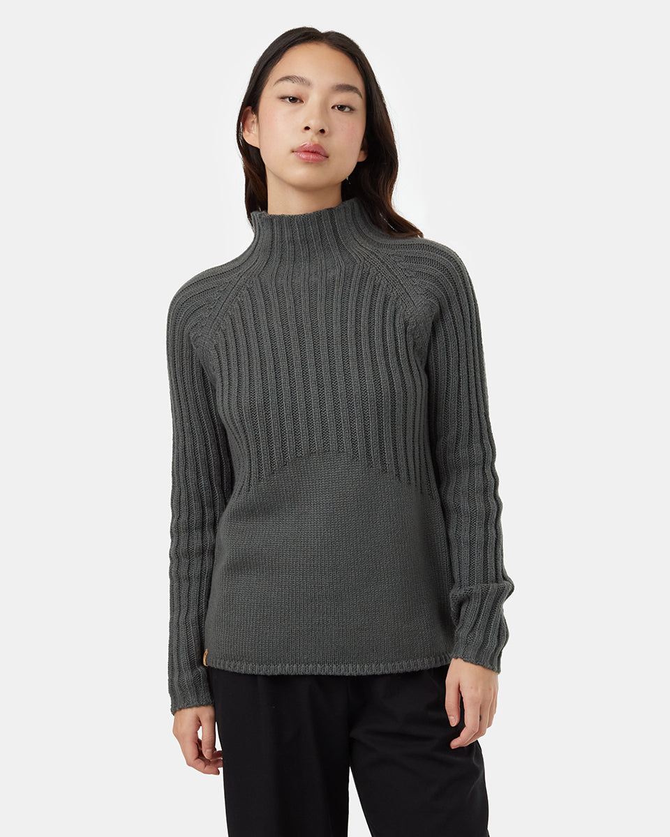 Tentree Women's Highline Mock Neck Sweater - Urban Green
