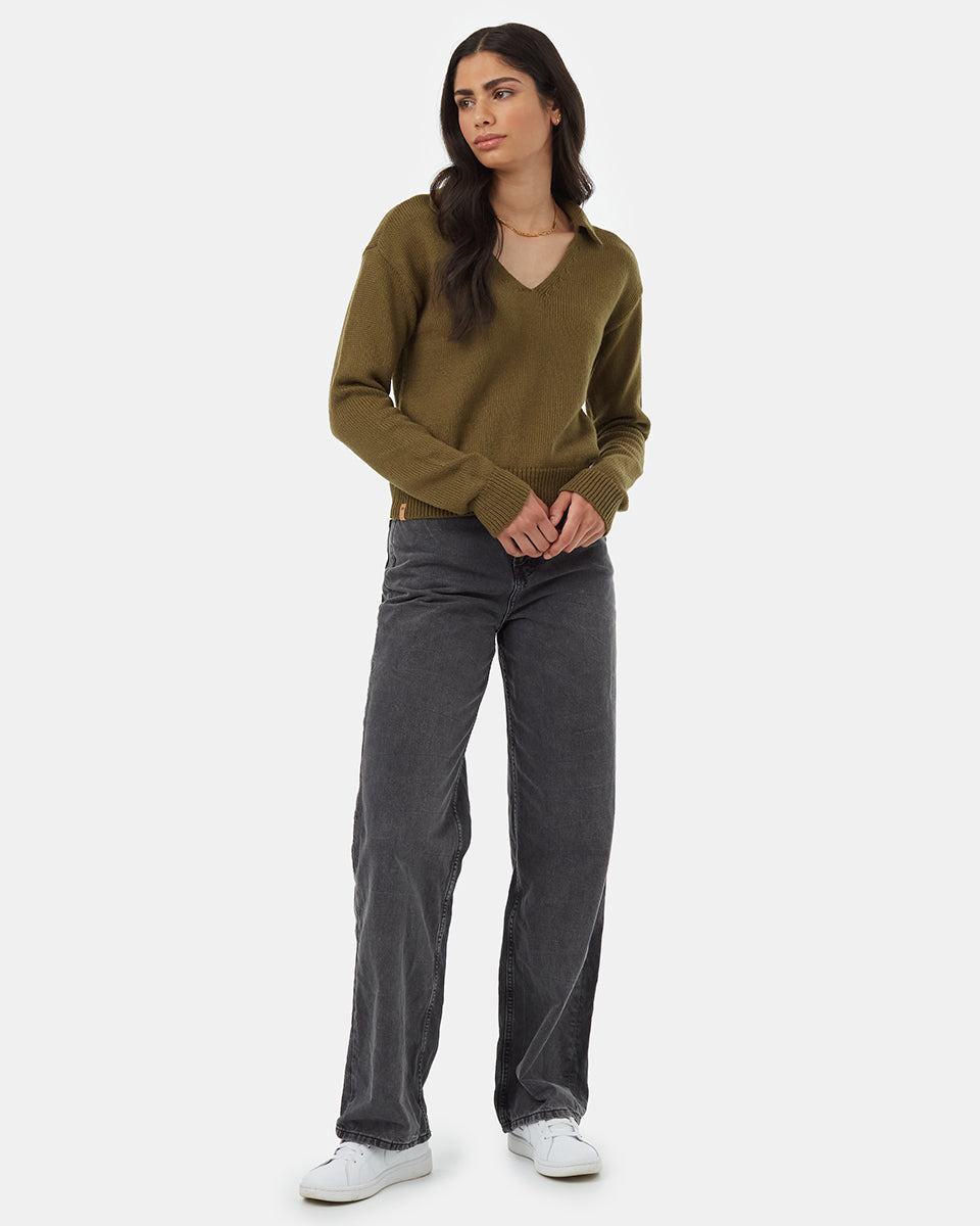 Tentree Women's Polo Sweater - Uniform Green