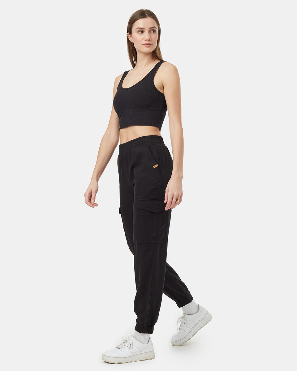 Tentree Women's Tencel Cargo Jogger - Meteorite Black