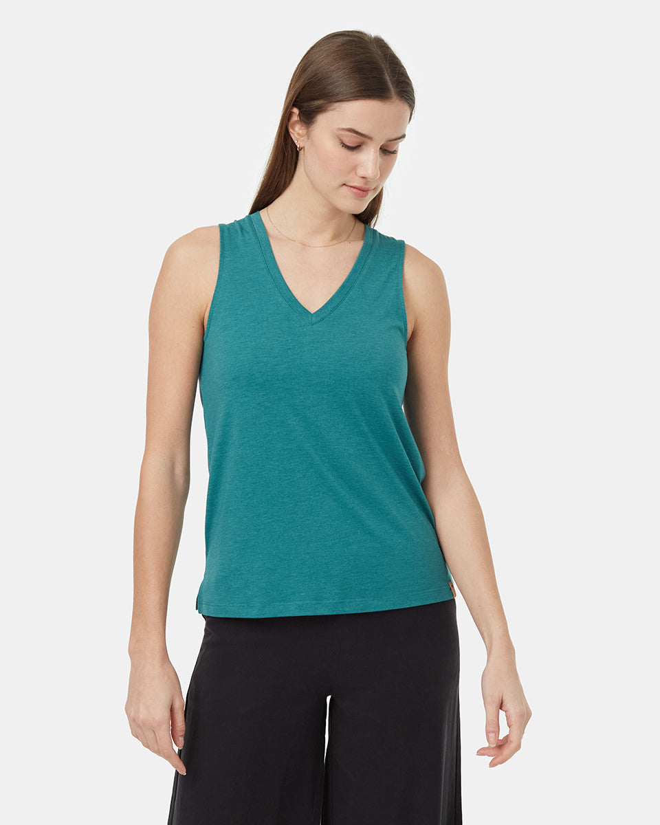 Tentree Women's TreeBlend V-Neck Tank - North Sea