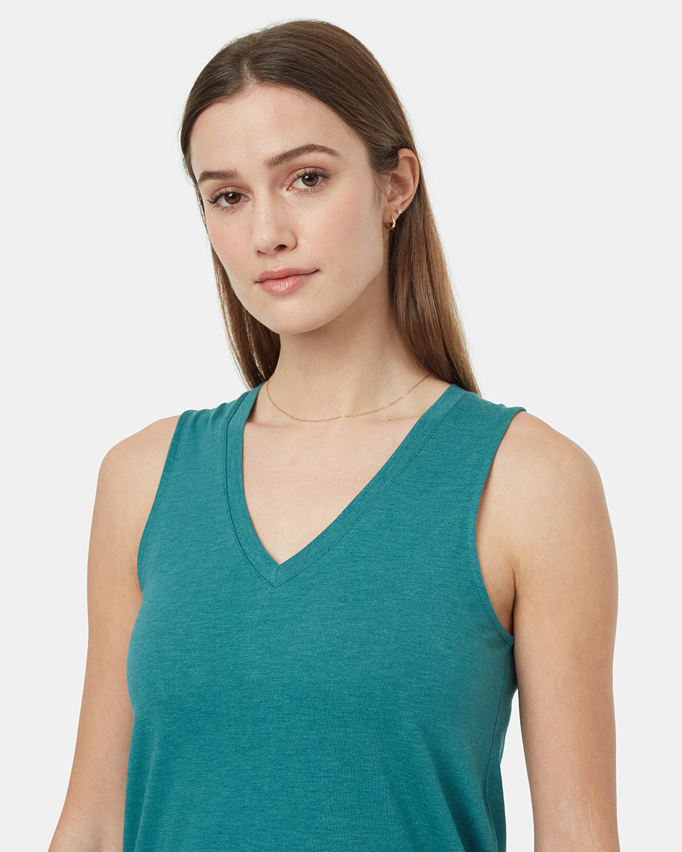 Tentree Women's TreeBlend V-Neck Tank - North Sea