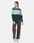 Tentree Women's Treefleece Blocked Crew - North Sea Grey Heather Reflecting Pond