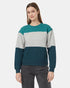 Tentree Women's Treefleece Blocked Crew - North Sea Grey Heather Reflecting Pond