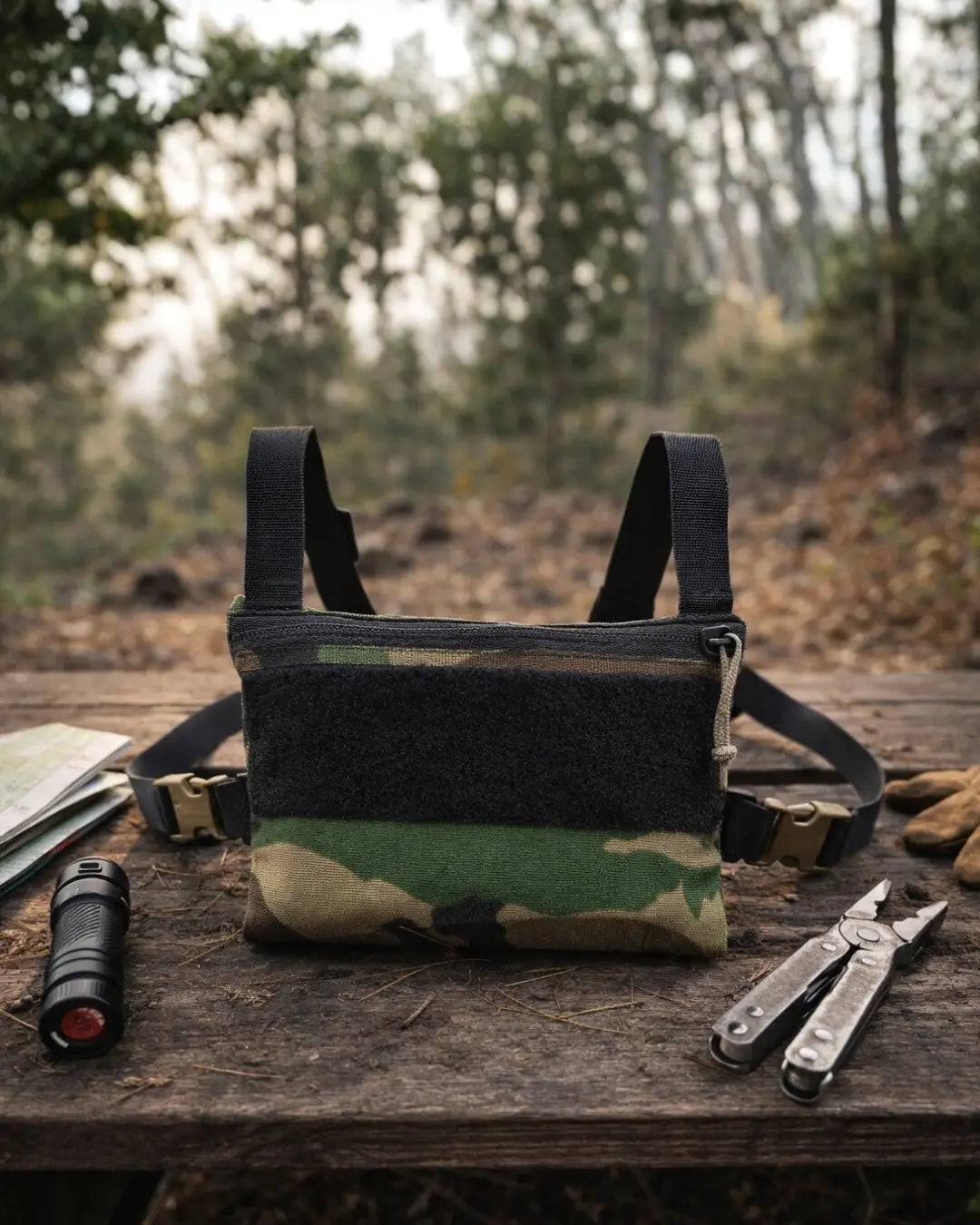 Recycled Firefighter Woodland Minimalist Chest Rig — product view 3