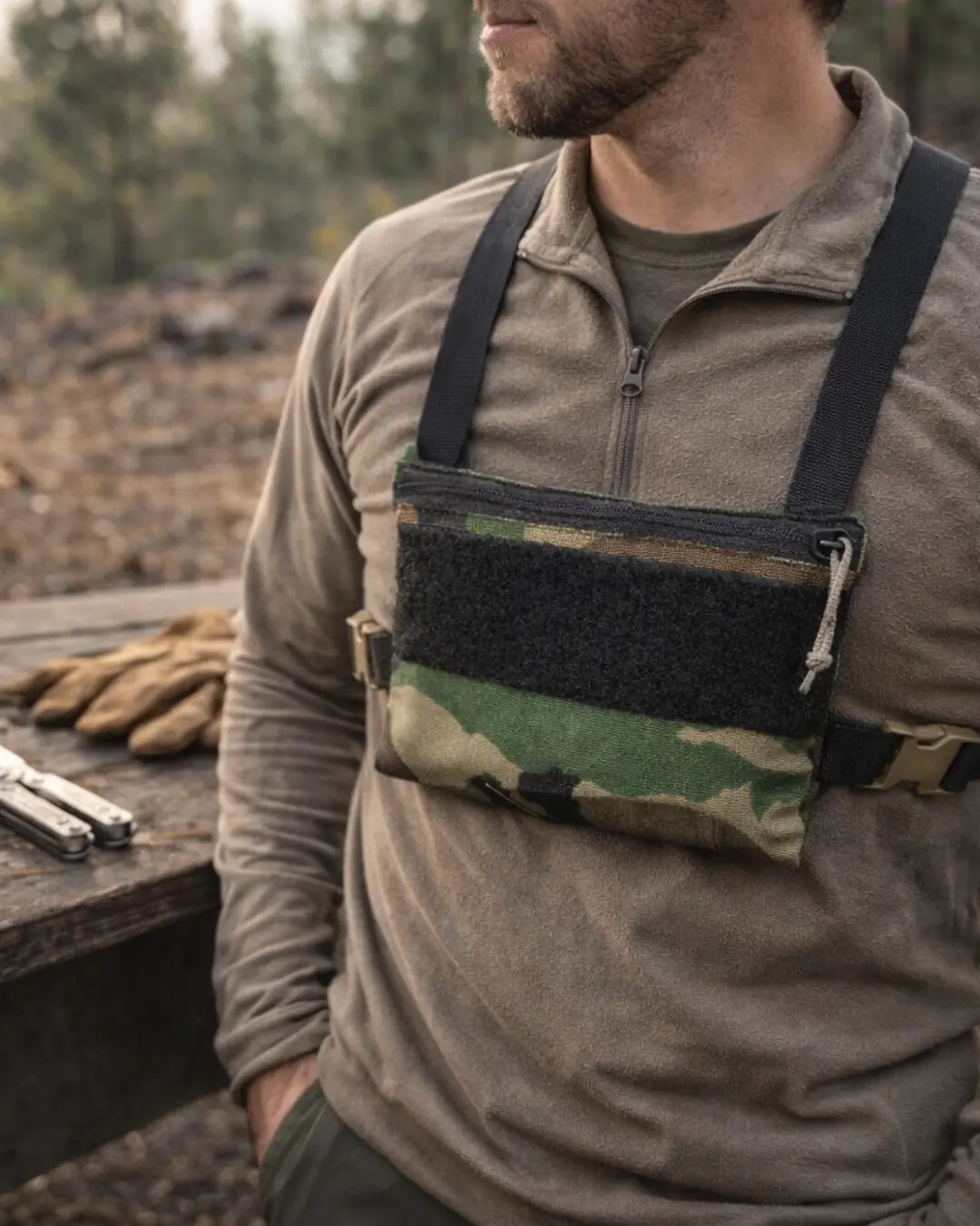 Recycled Firefighter Woodland Minimalist Chest Rig — product view 4