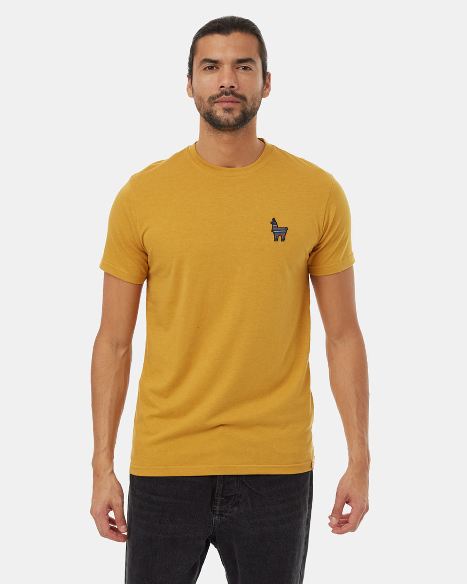 Tentree Men's Peru Embroidered Llama T-Shirt - Harvest Gold Tide