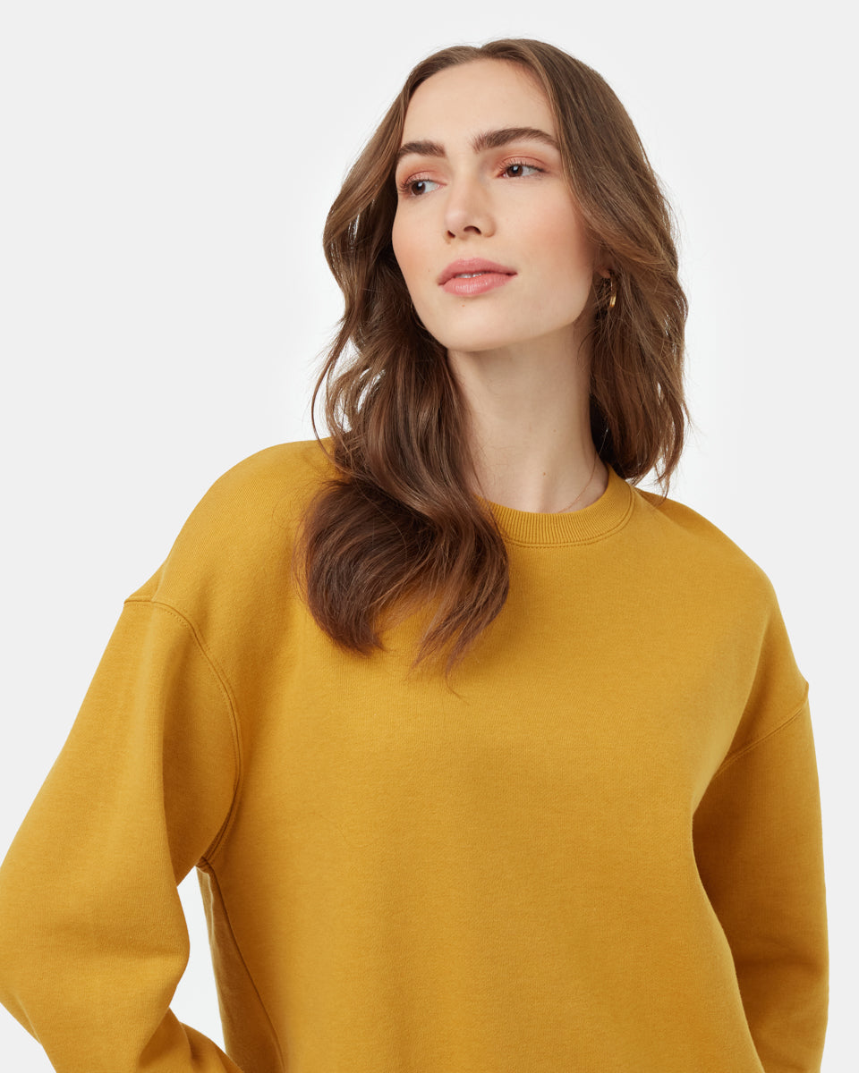 Tentree Women's TreeFleece Relaxed Crew - Harvest Gold