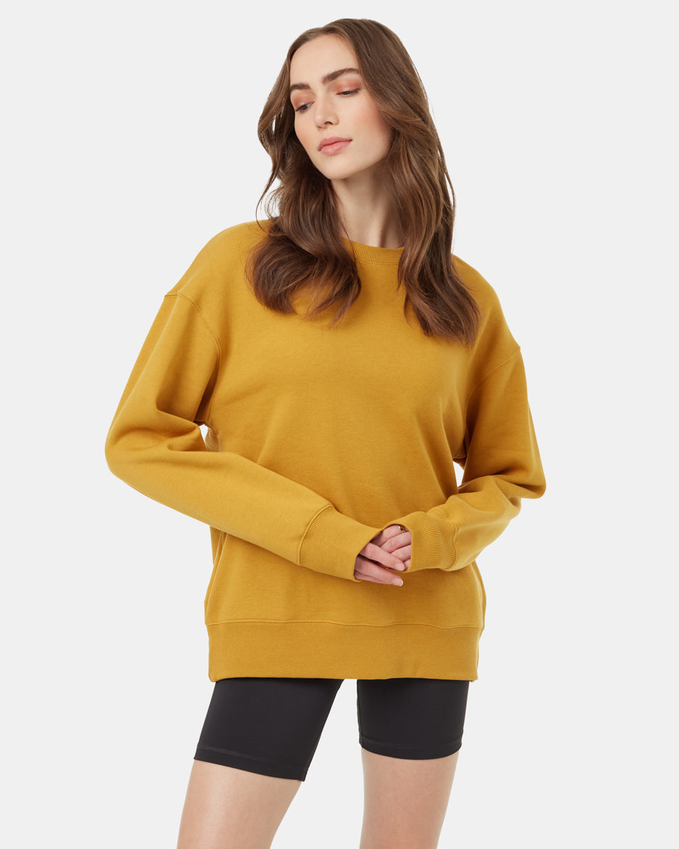 Tentree Women's TreeFleece Relaxed Crew - Harvest Gold