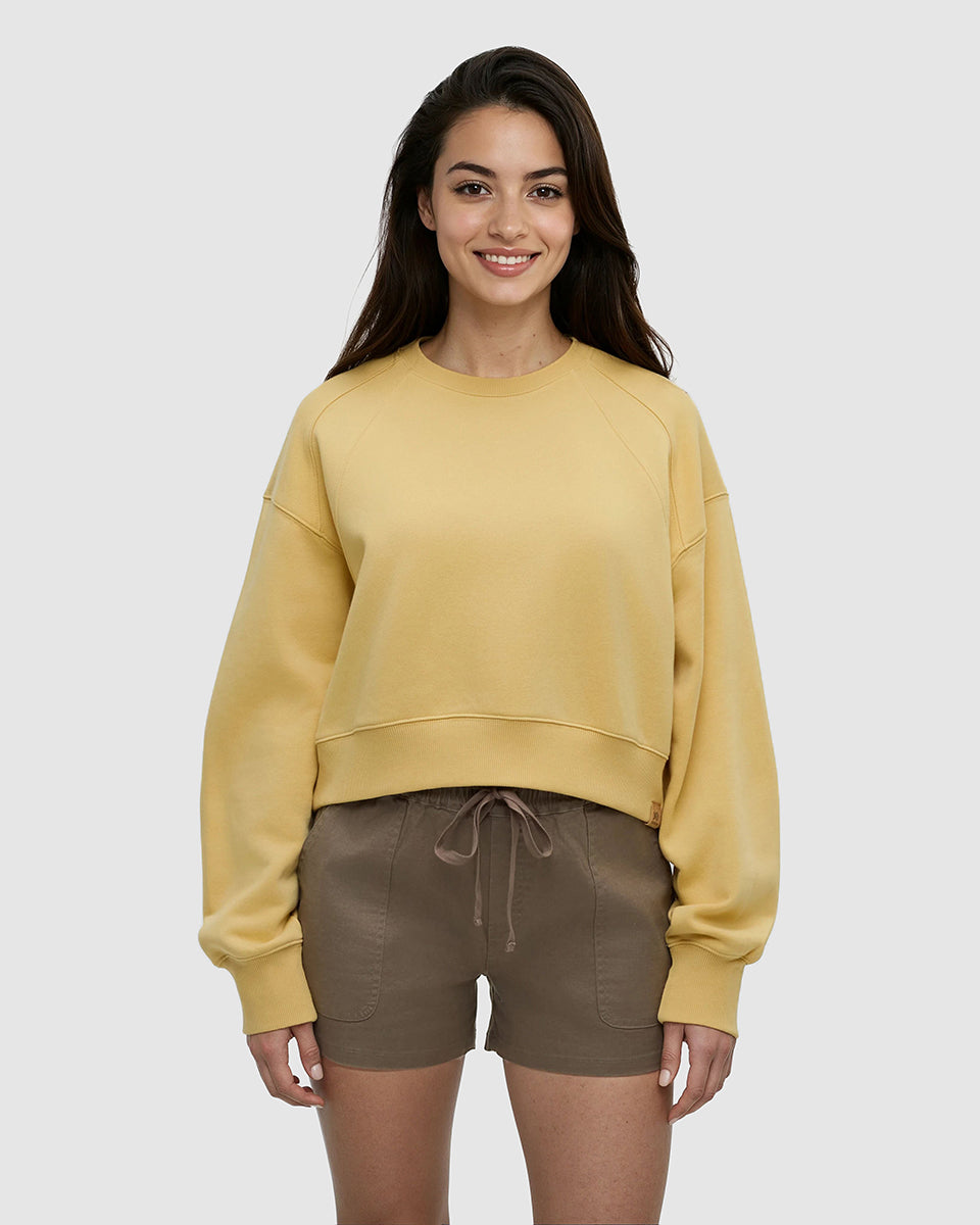 Tentree Women's Bluffs Cropped Crew - Dusk Yellow
