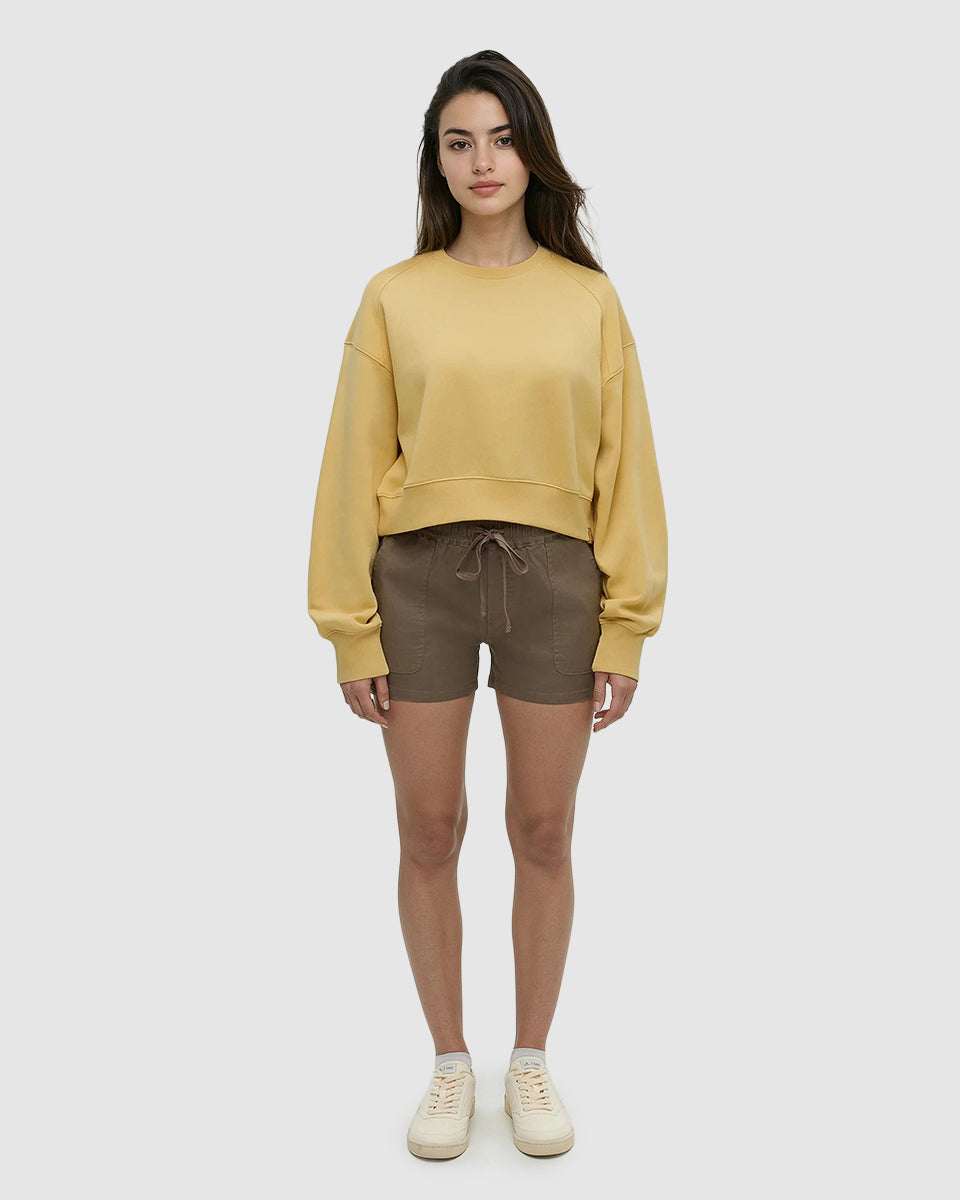 Tentree Women's Bluffs Cropped Crew - Dusk Yellow