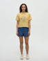 Tentree Women's Floral Crop T-Shirt - Dusk Yellow Meteorite Black