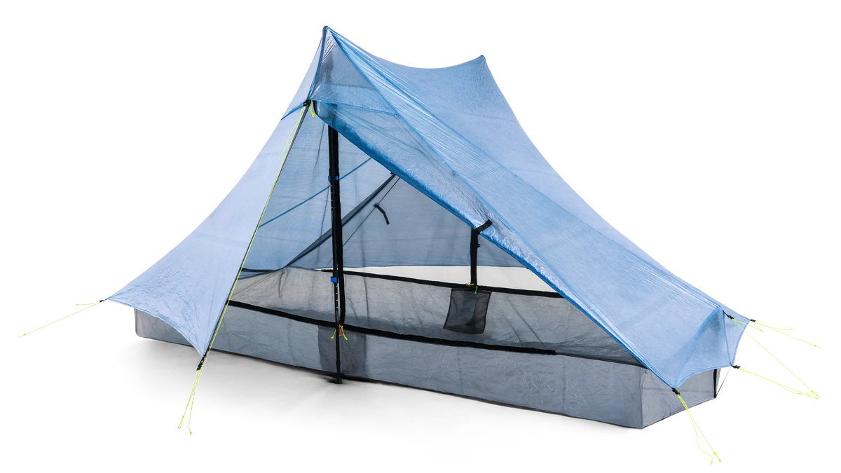 Zpacks DupleXL Pro tent in Blue with Lite Floor, front view