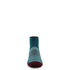 Single teal ankle running sock with burgundy toe, front view