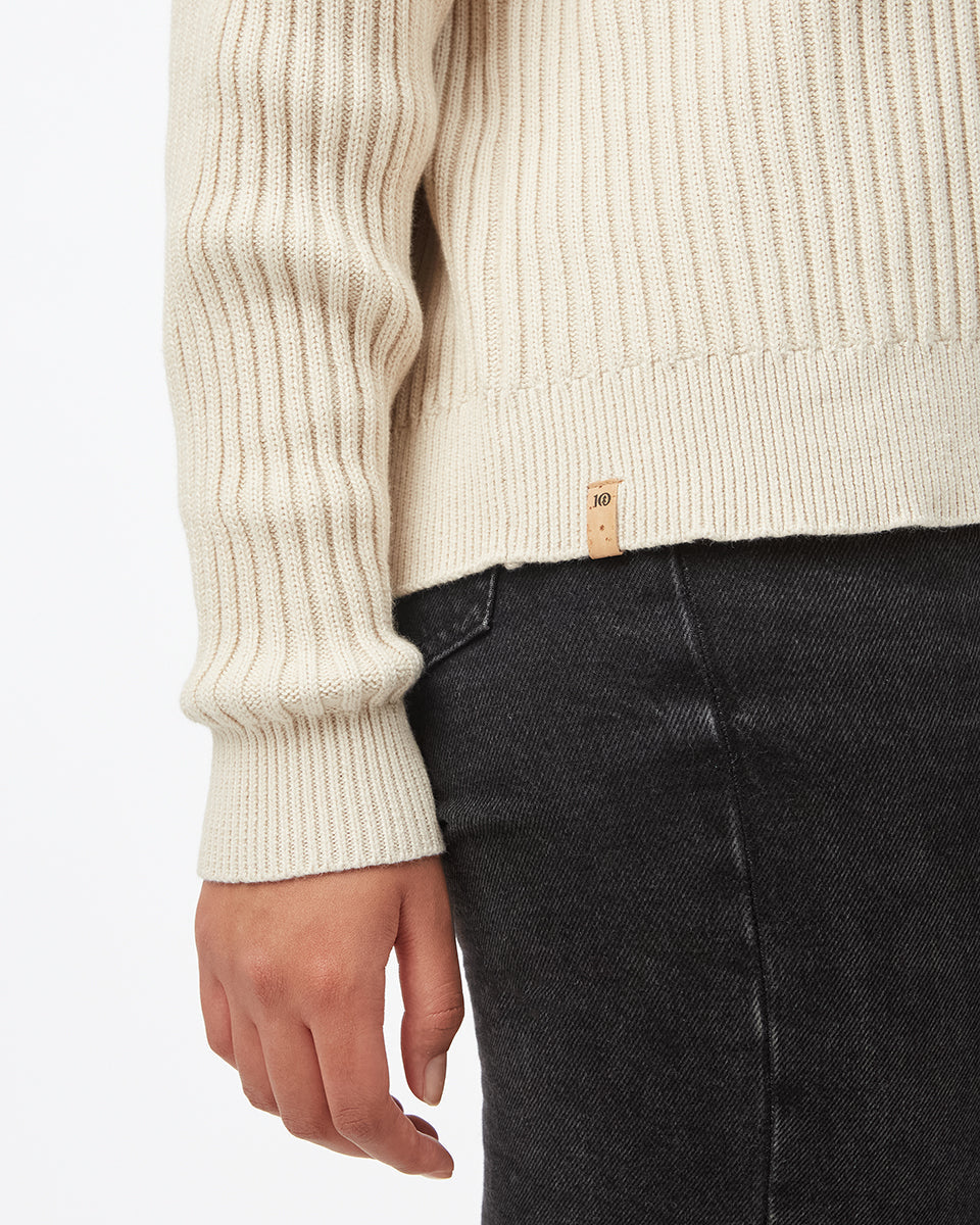 Tentree Women's Highline Deep V Sweater - Oatmeal