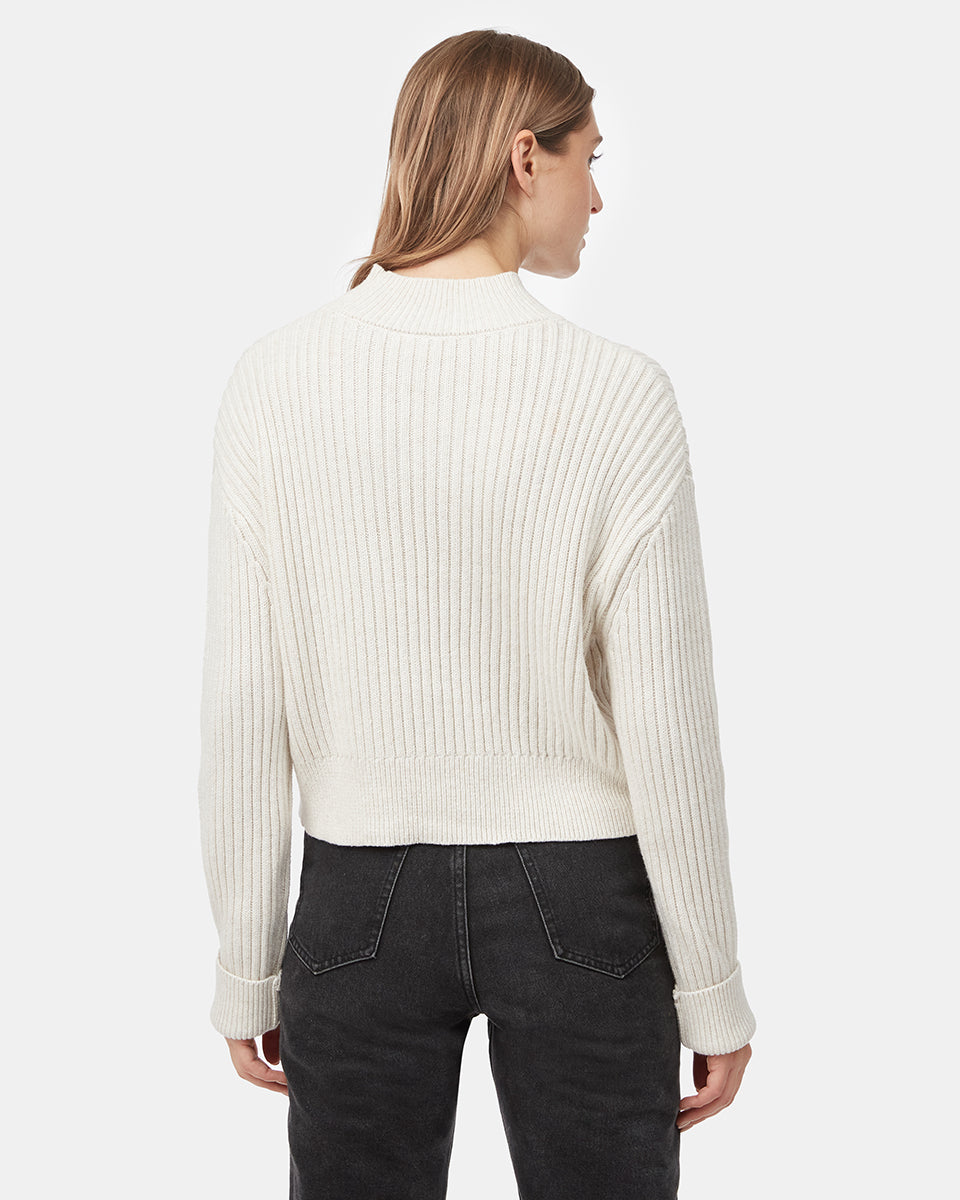 Tentree Women's Highline Rib Cropped Mock Neck - Oatmeal