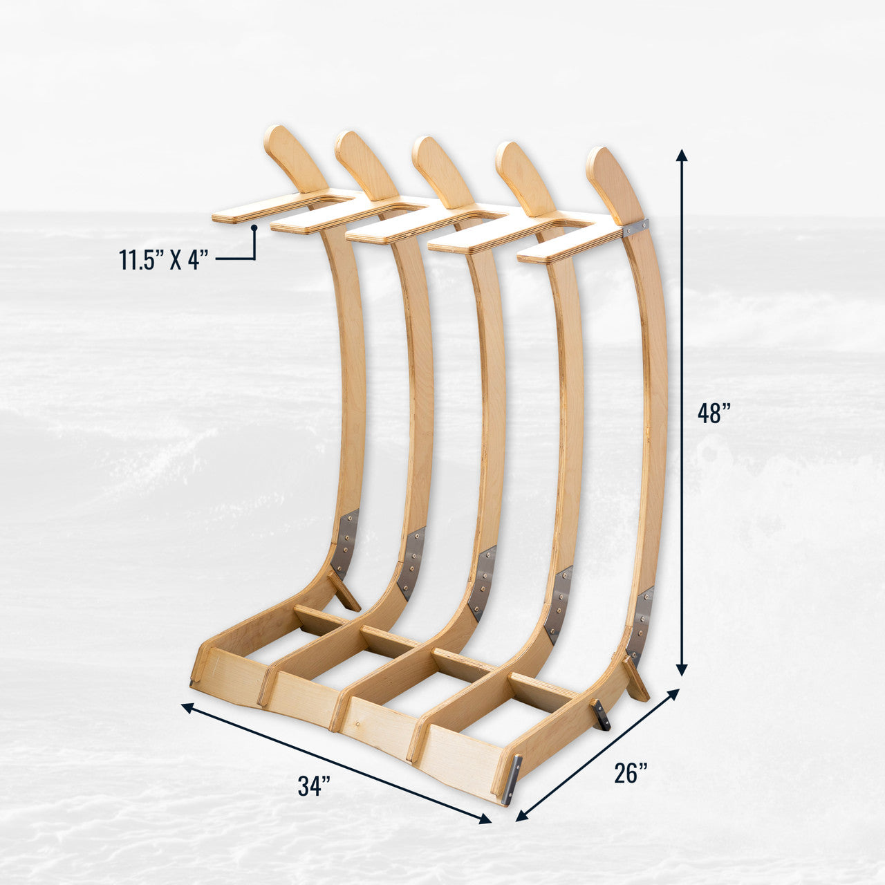 Big Sur Surfboard Storage Wood Stand | Holds 4 Surfboards - product view 5
