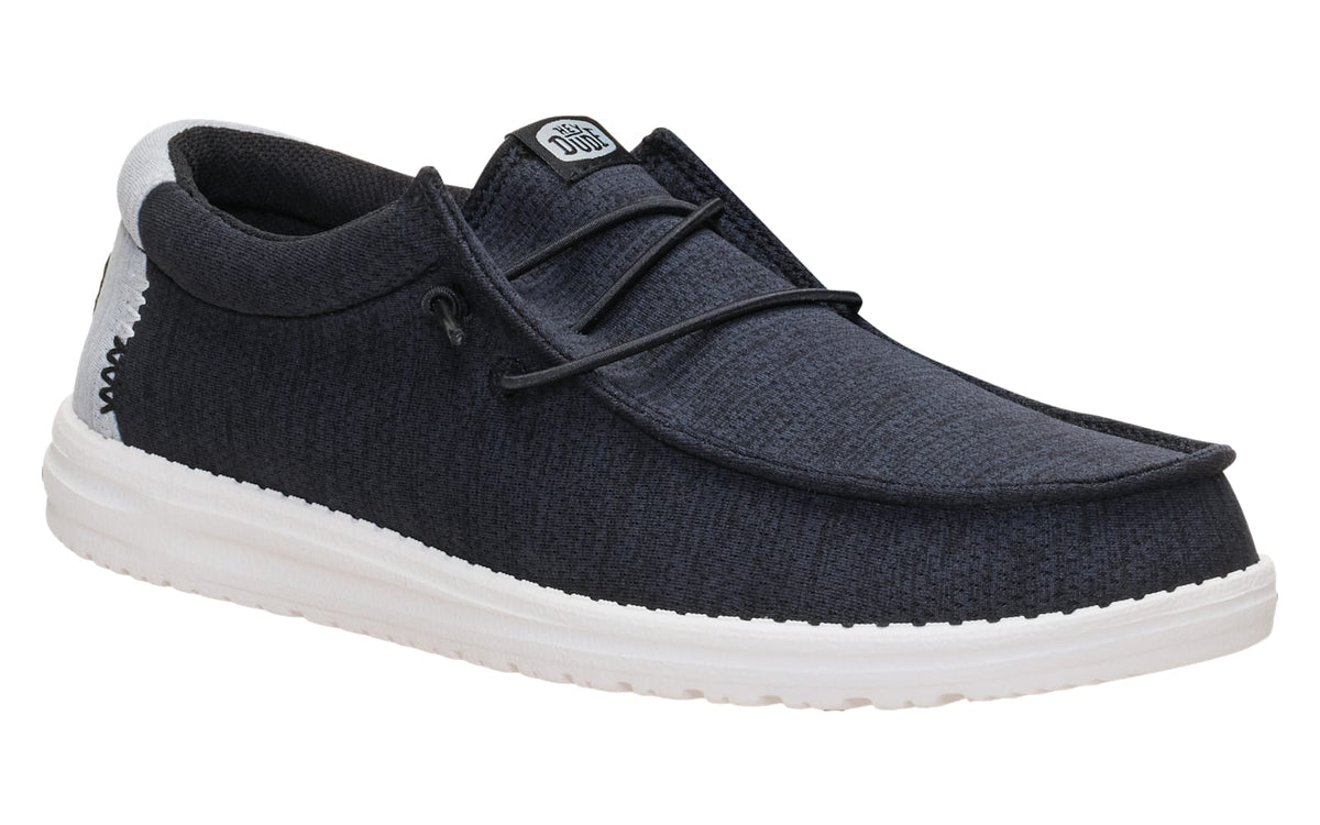 HEYDUDE Wally Heathered Mix Casual Shoes for Men — Black/Oyster Mushroom / 8 / Medium