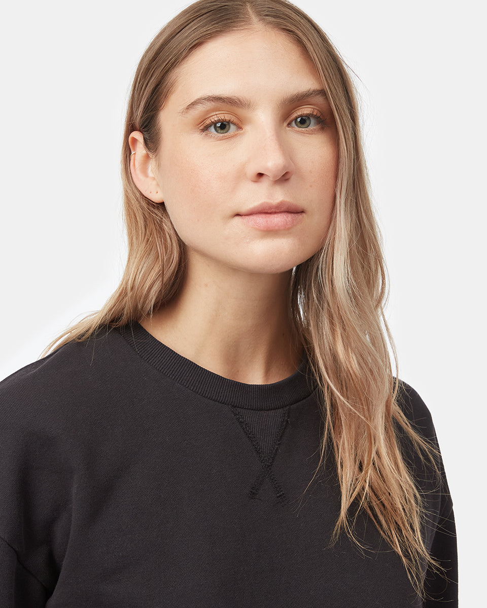 Tentree Women's Organic Cotton French Terry Crew - Meteorite Black