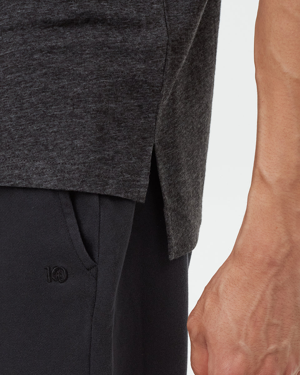 Tentree Men's Hemp Step Hem T-Shirt - Meteorite Black Heather