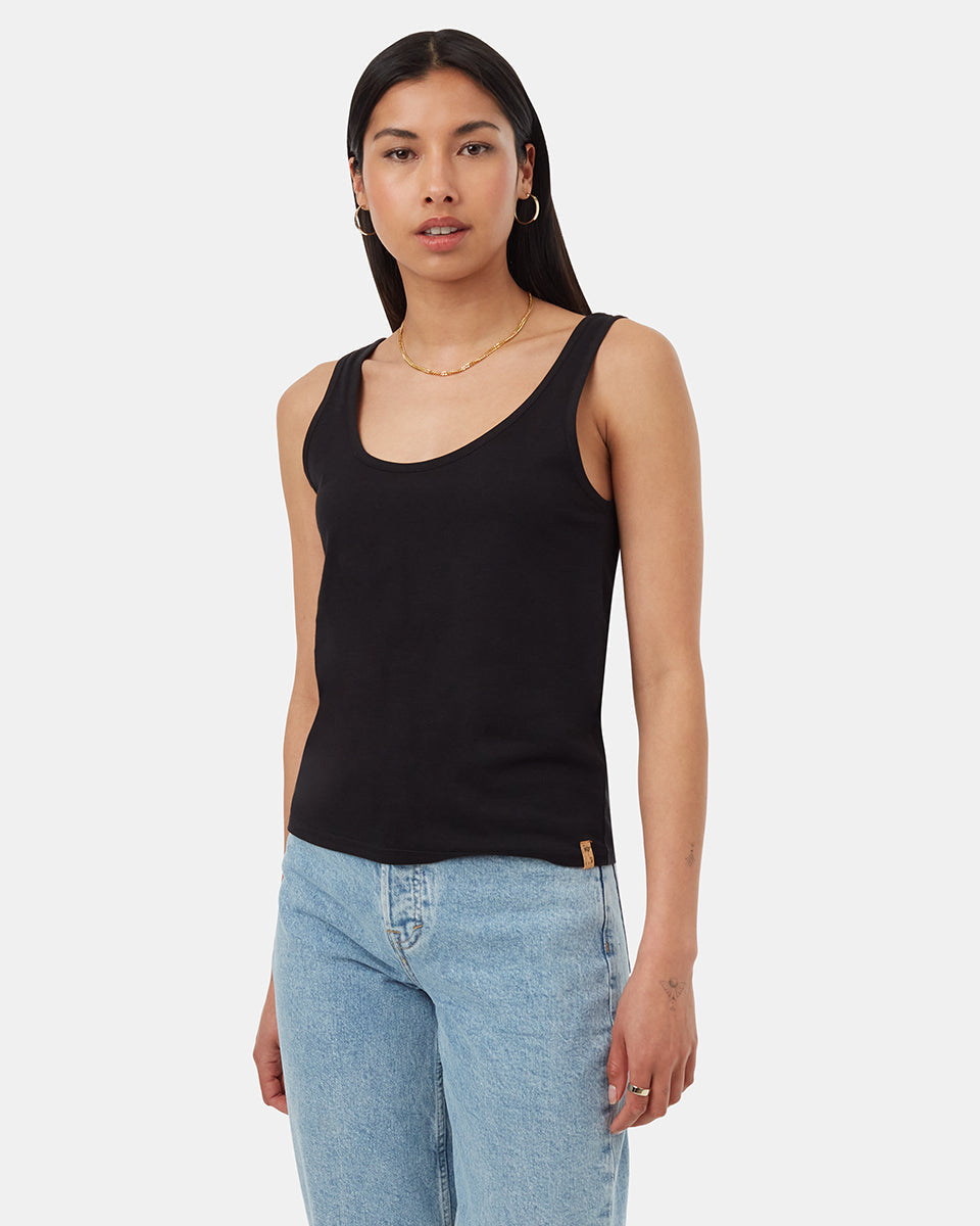 Tentree Women's TreeBlend Double Scoop Tank - Meteorite Black