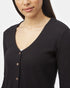 Tentree Women's Treewaffle Button Front - Meteorite Black