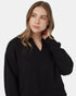 Tentree Women's TreeFleece Notch Neck Crew - Meteorite Black