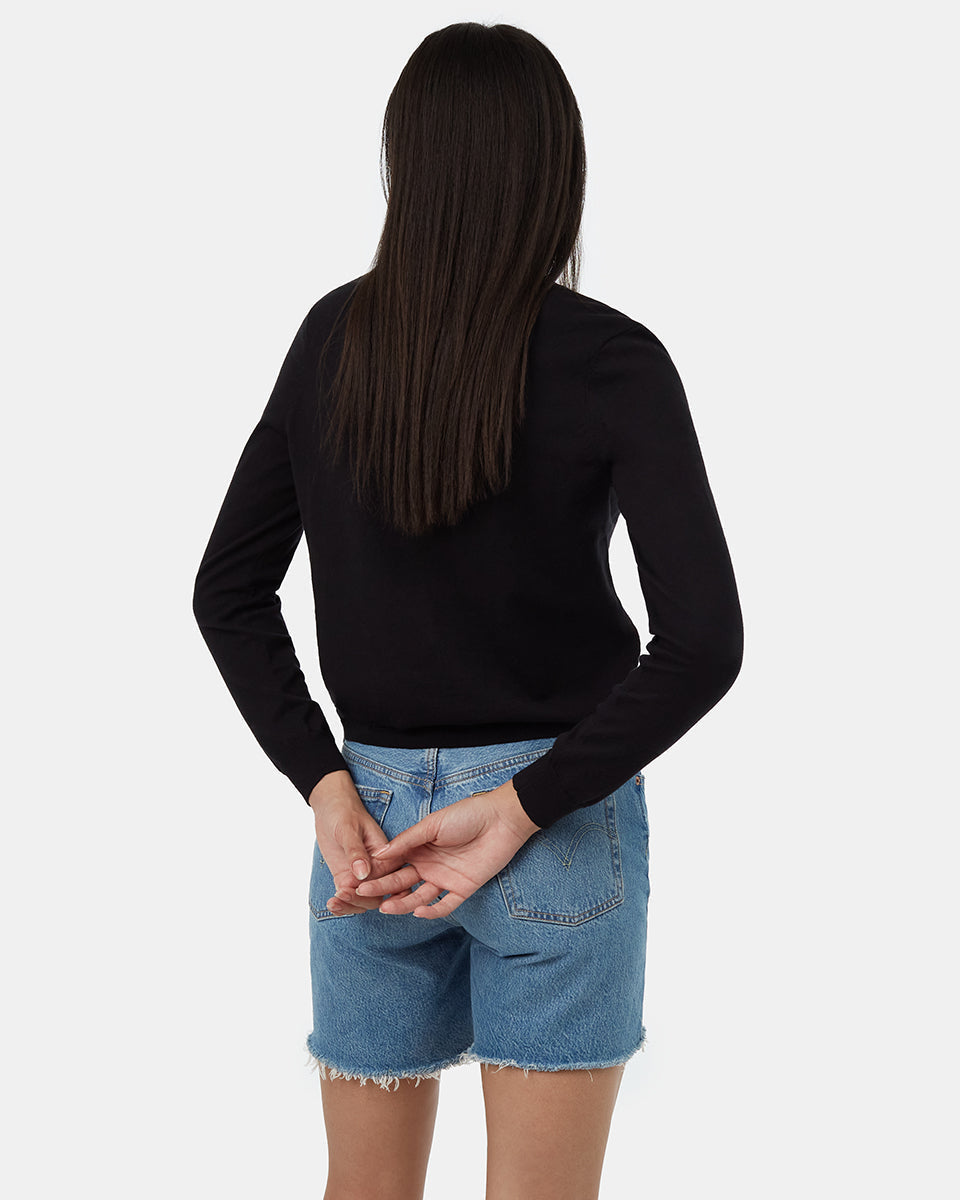 Tentree Women's Highline Fine Gauge Sweater - Meteorite Black