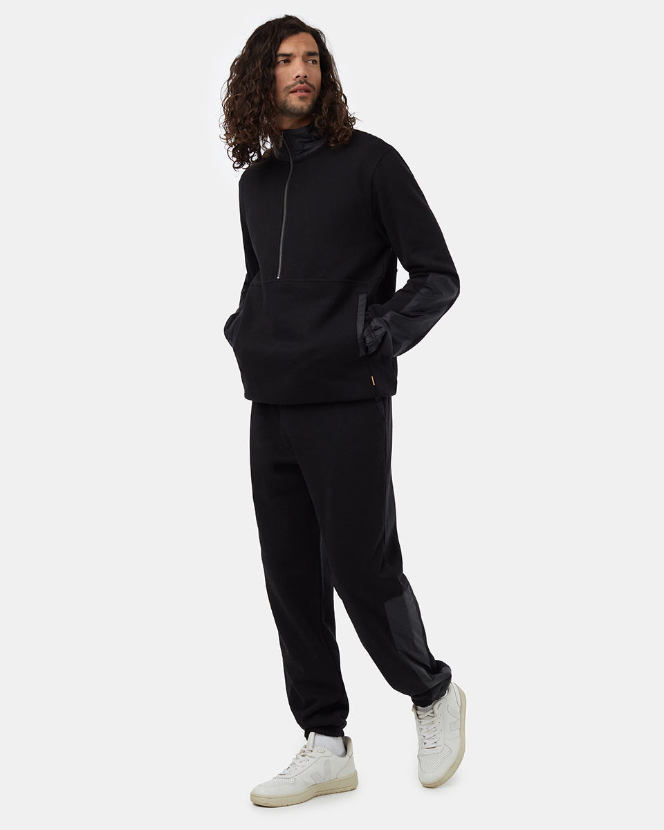 Tentree Men's TreeFleece Woven Panel Sweatpant - Meteorite Black