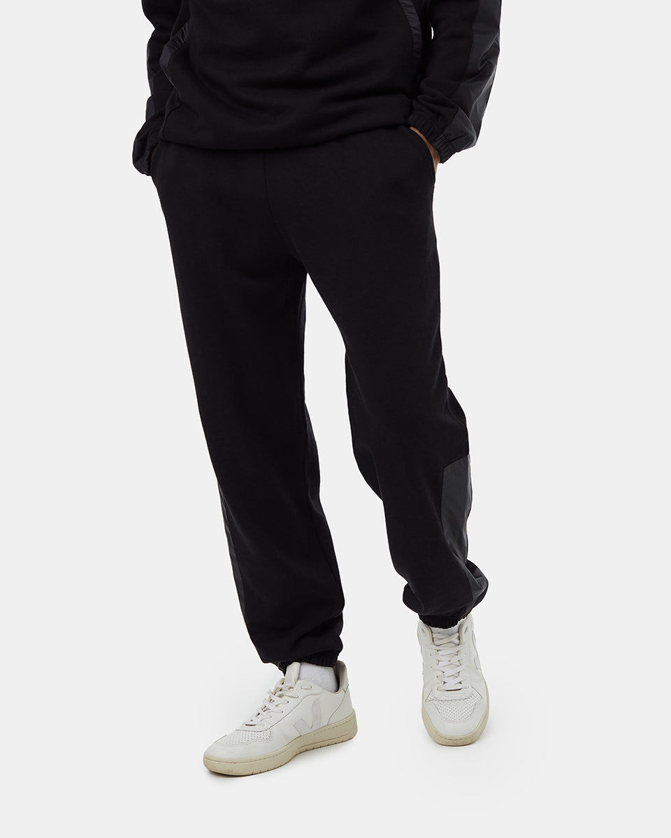 Tentree Men's TreeFleece Woven Panel Sweatpant - Meteorite Black