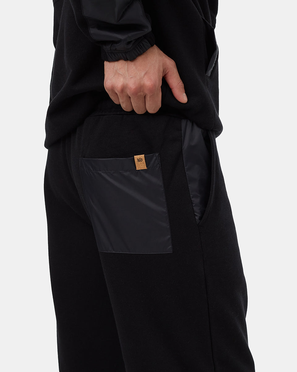 Tentree Men's TreeFleece Woven Panel Sweatpant - Meteorite Black
