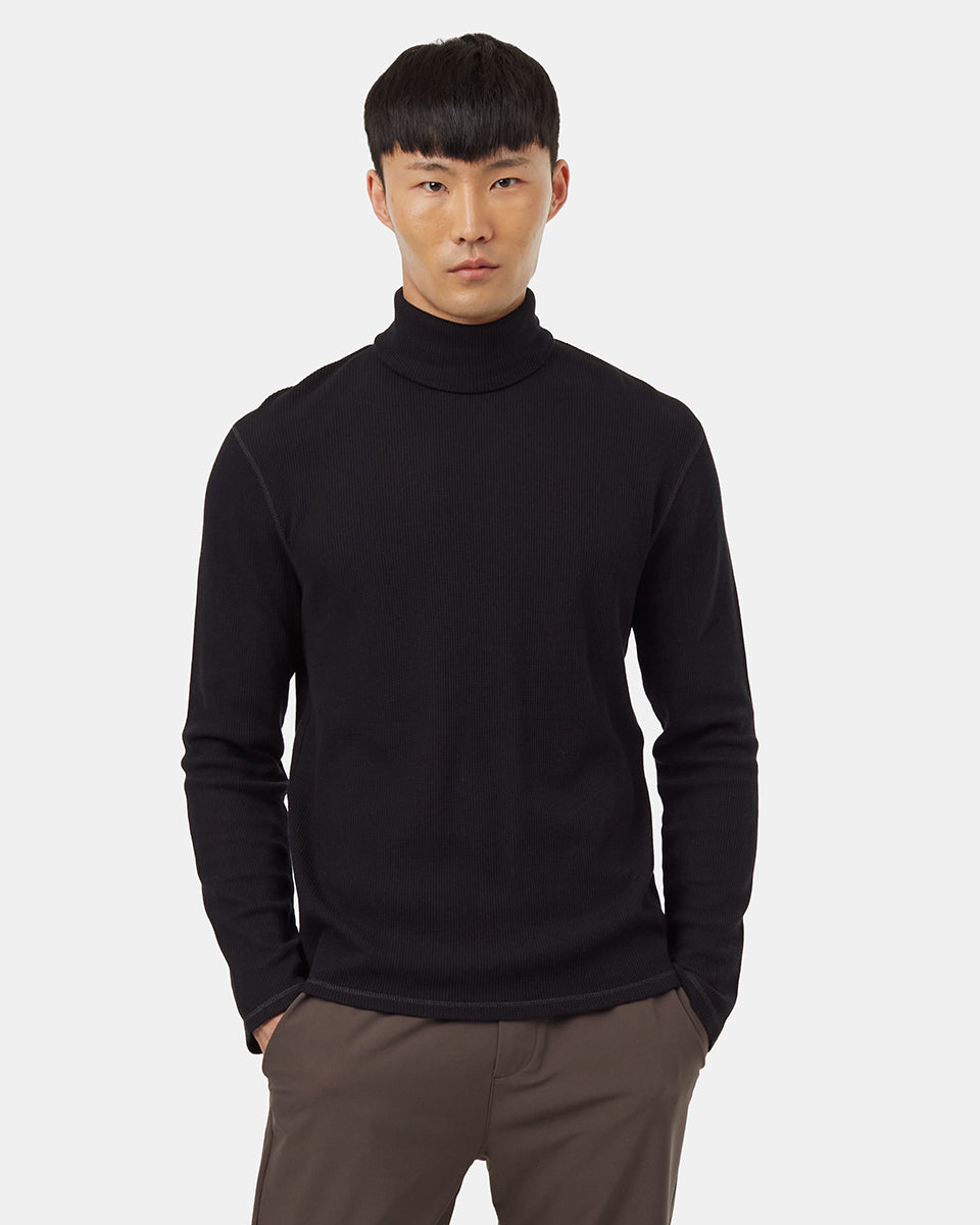 Tentree Men's TreeWaffle Turtleneck Longsleeve - Meteorite Black