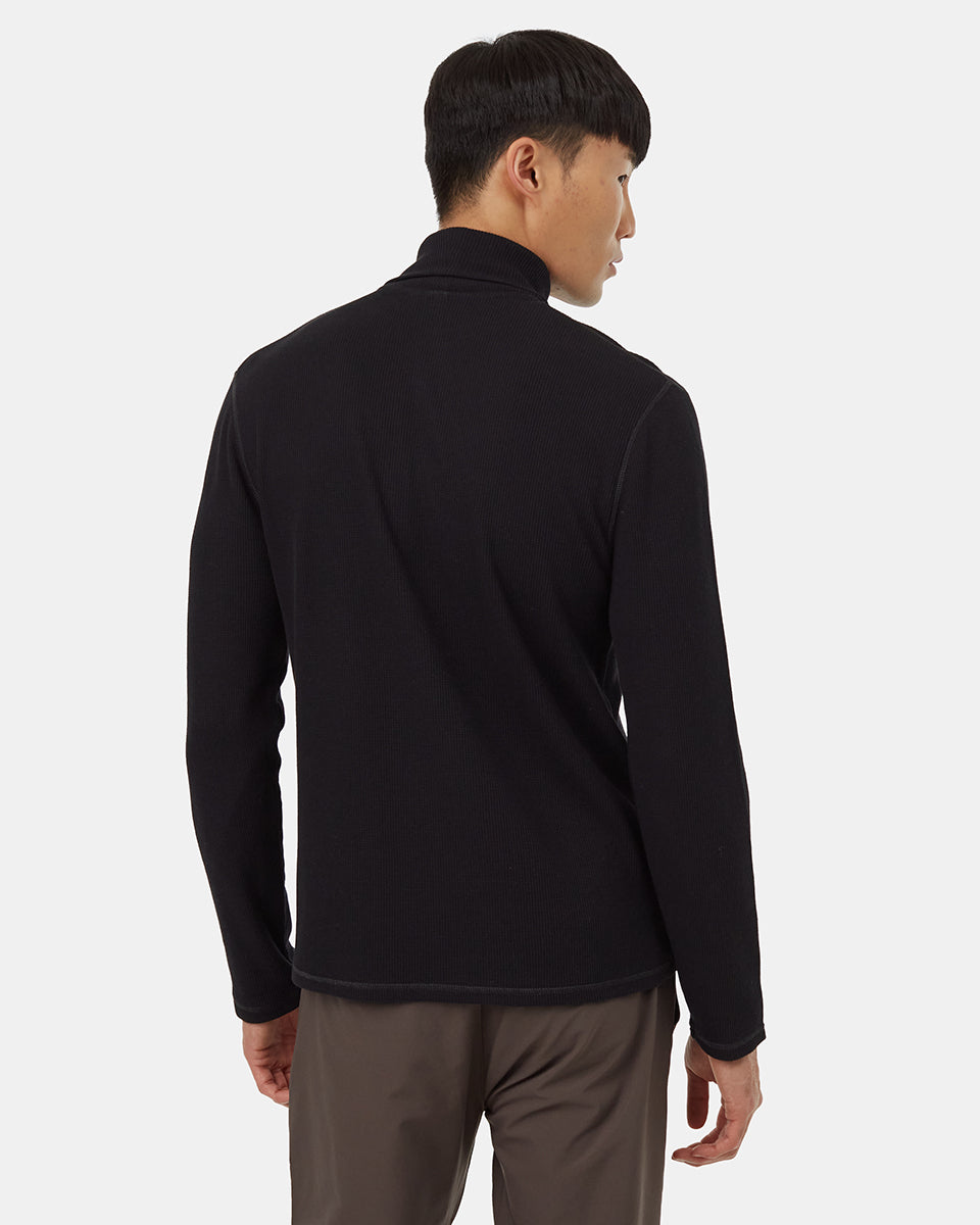 Tentree Men's TreeWaffle Turtleneck Longsleeve - Meteorite Black