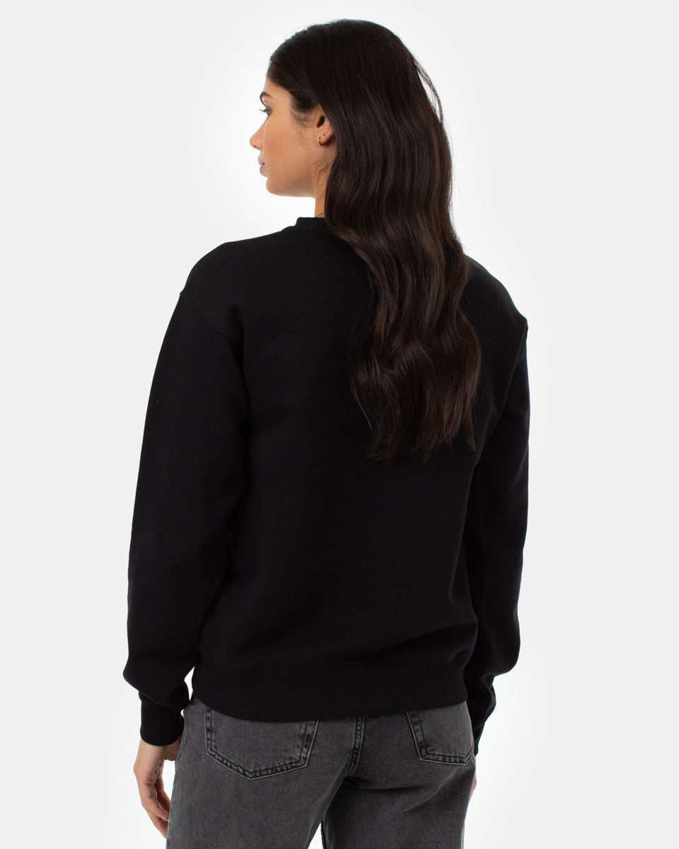 Tentree Women's TreeFleece Golden Spruce Forest Crew - Meteorite Black Gold Emb