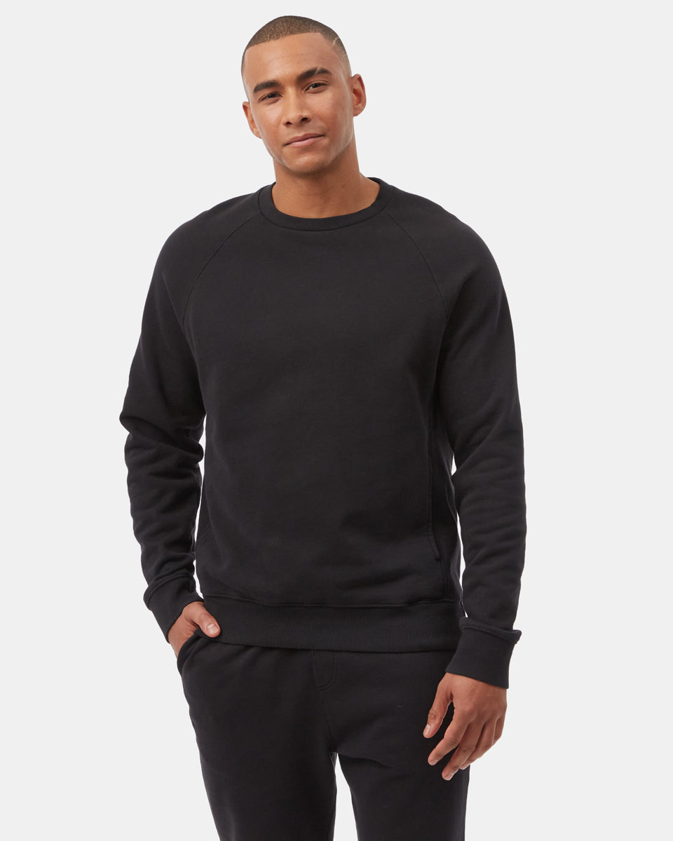 Tentree Organic French Terry Raglan Crew - Meteorite Black
