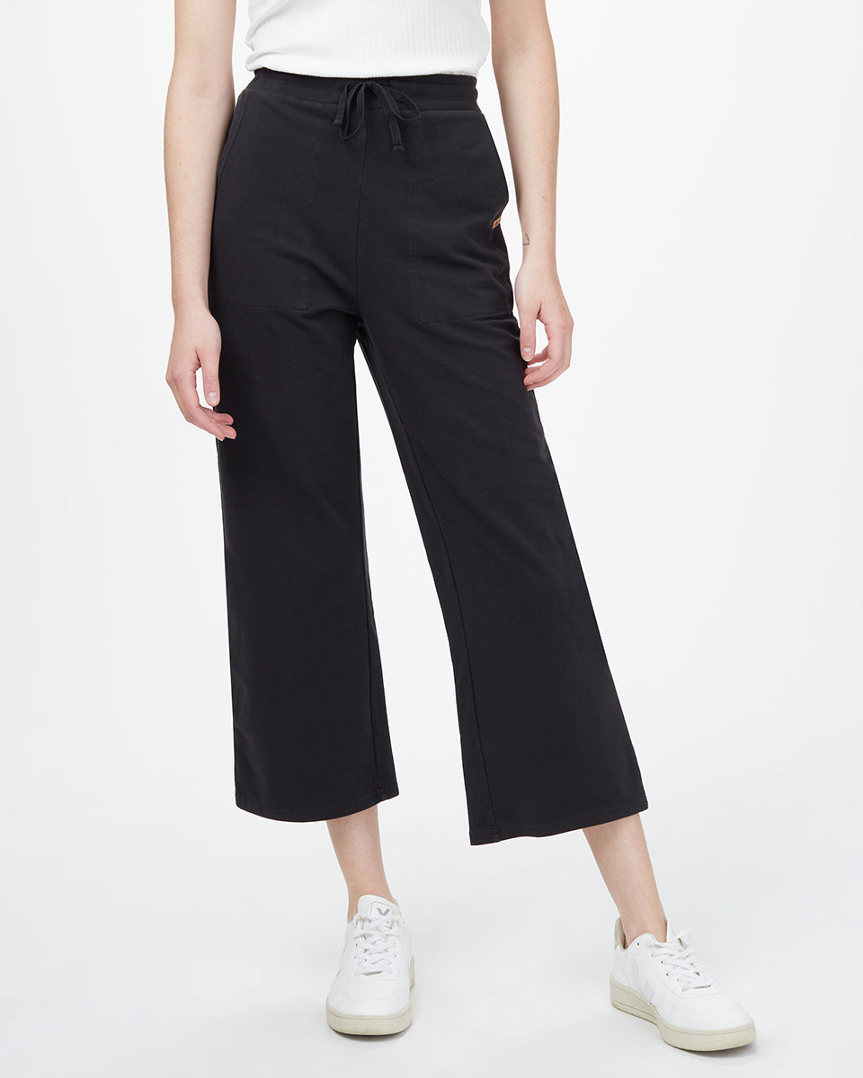 Tentree Women's French Terry Wide Leg Sweatpant - Meteorite Black