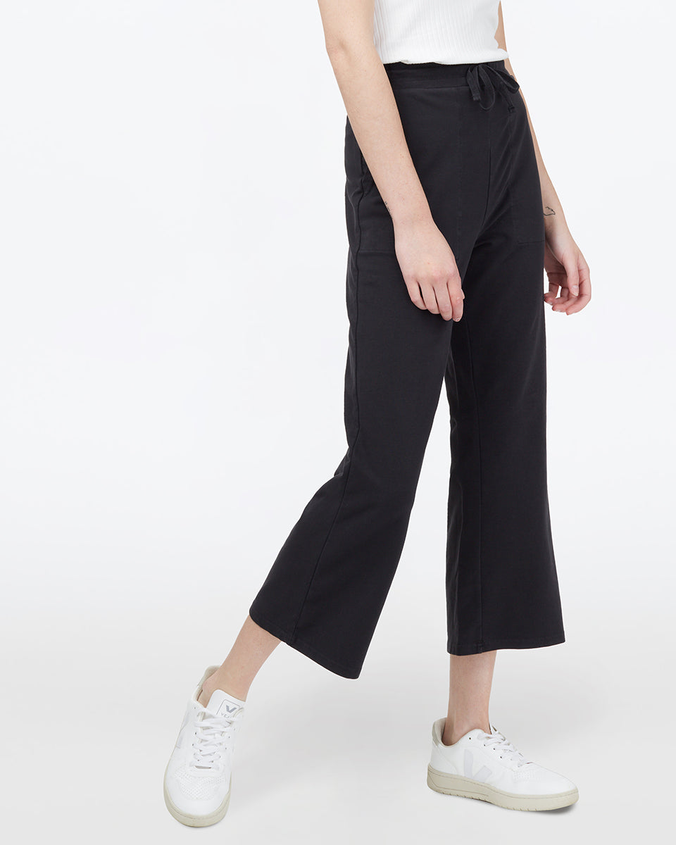 Tentree Women's French Terry Wide Leg Sweatpant - Meteorite Black