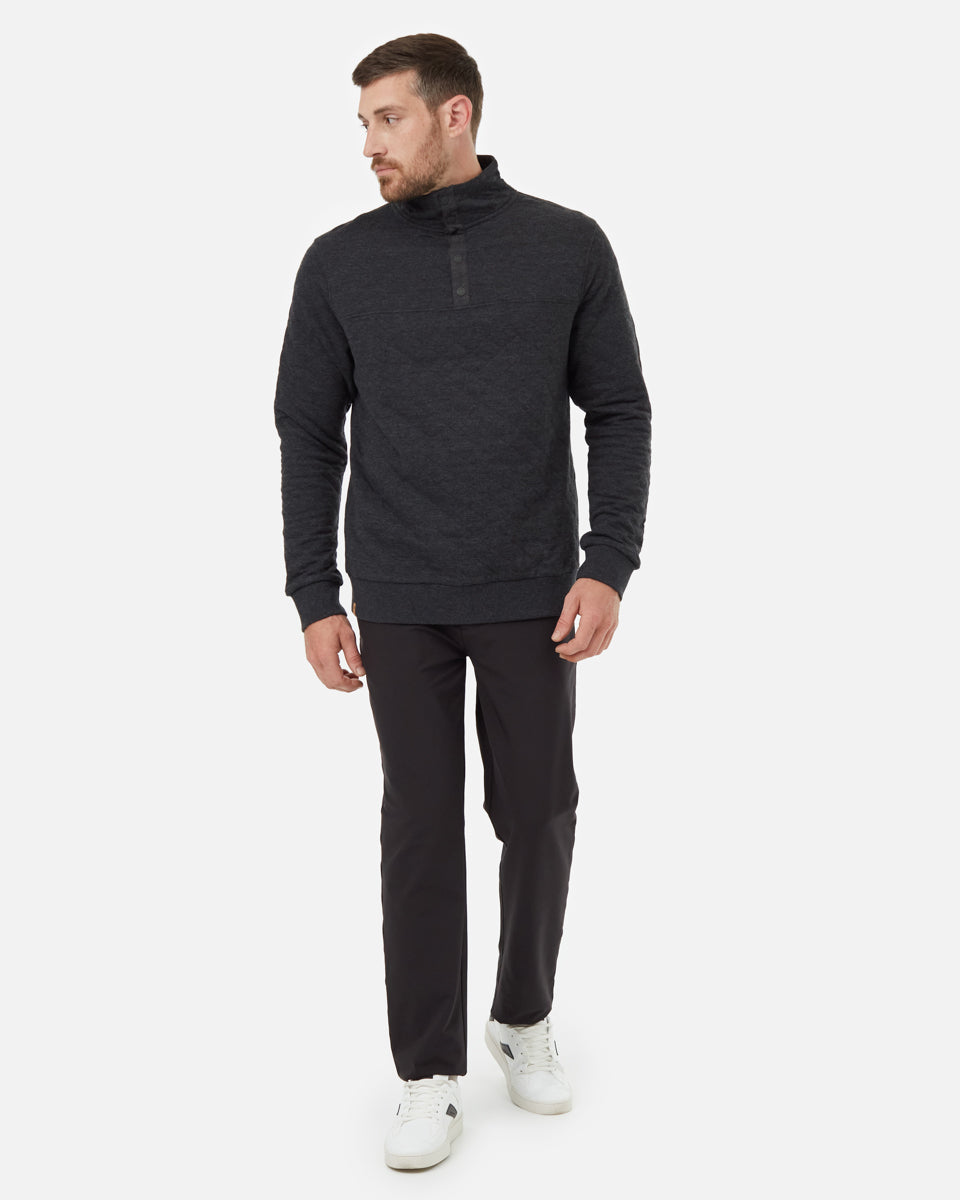 Tentree Men's Quilted Quarter Snap - Meteorite Black Heather
