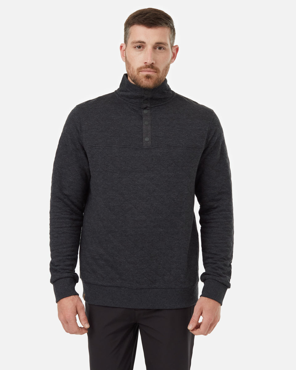 Tentree Men's Quilted Quarter Snap - Meteorite Black Heather