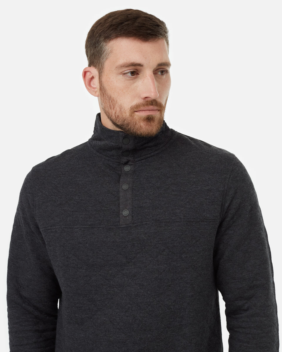 Tentree Men's Quilted Quarter Snap - Meteorite Black Heather