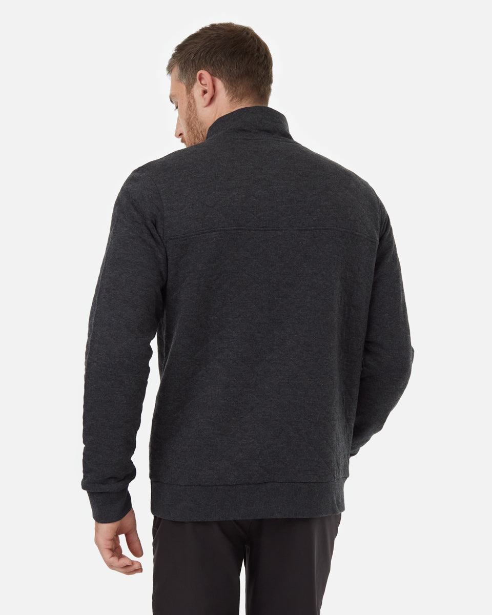 Tentree Men's Quilted Quarter Snap - Meteorite Black Heather