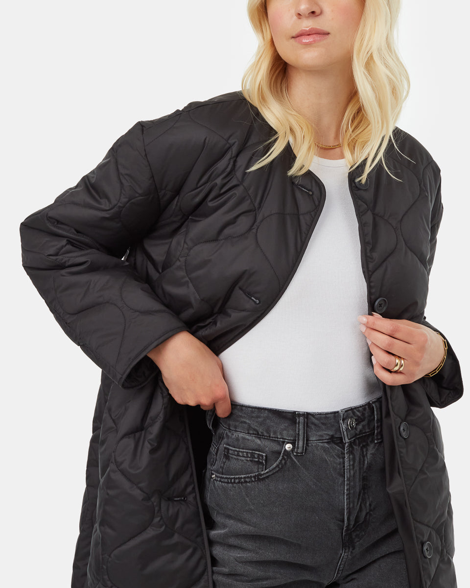 Tentree Women's Quilted Cloud Shell Jacket - Meteorite Black