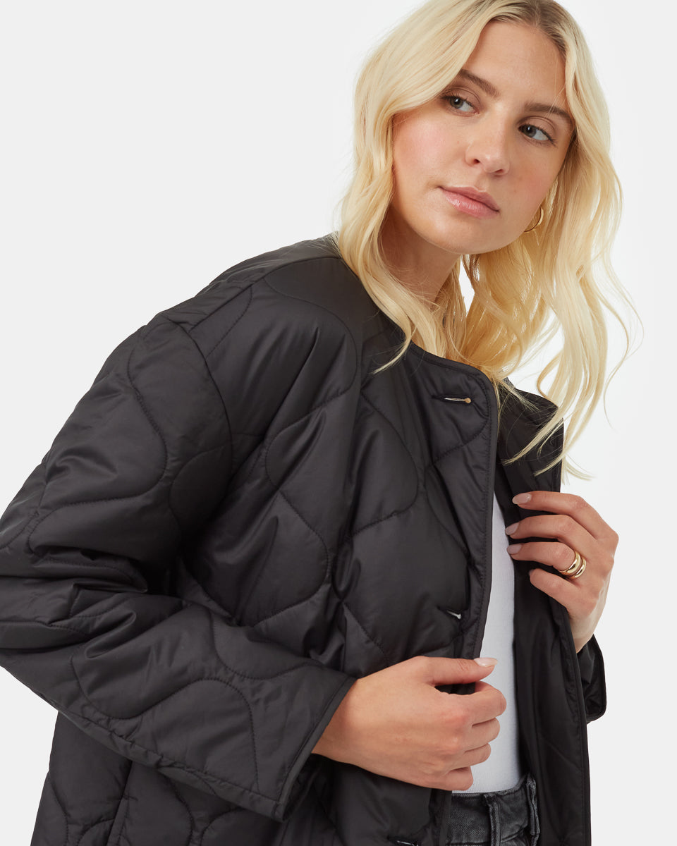 Tentree Women's Quilted Cloud Shell Jacket - Meteorite Black