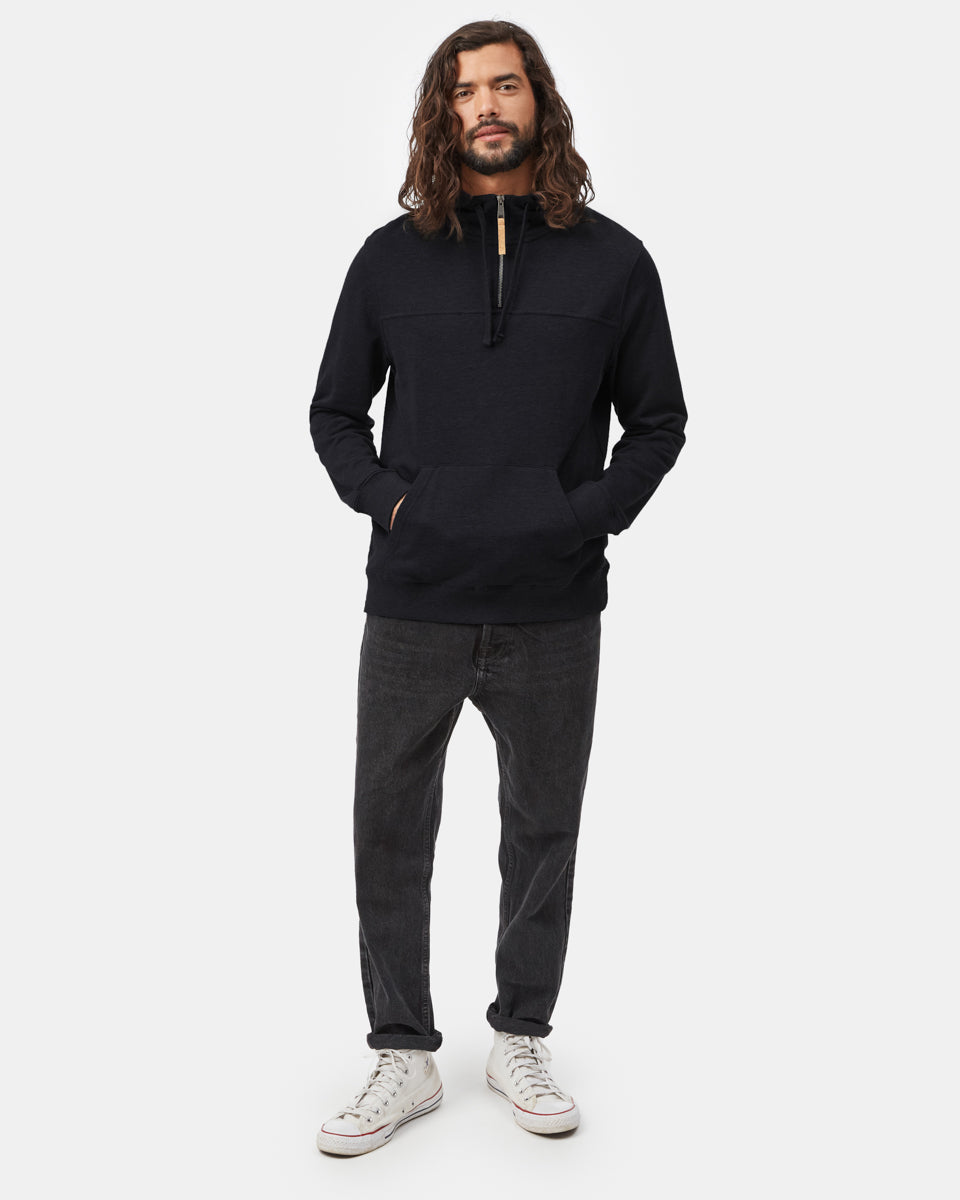 Tentree Men's TreeFleece 1/4 Zip Hoodie - Meteorite Black