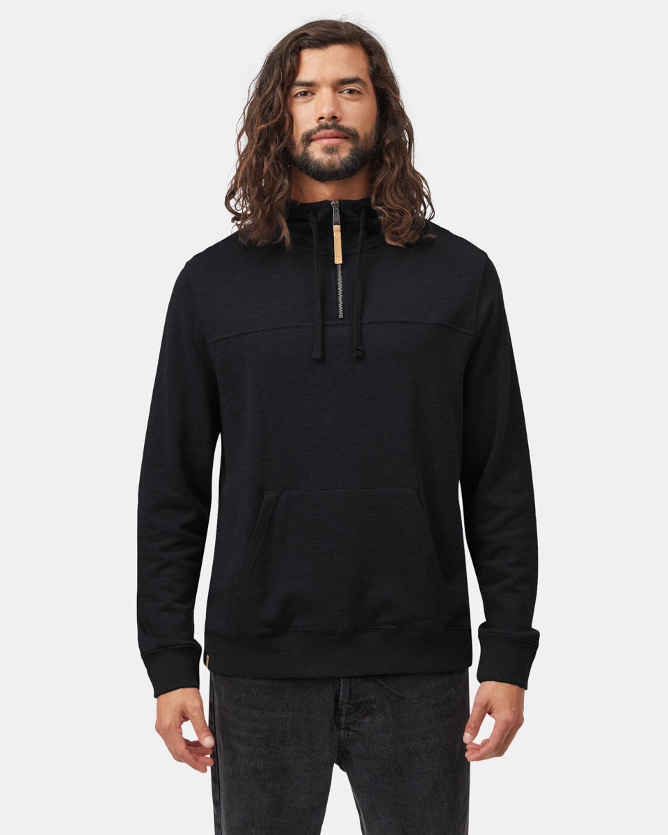 Tentree Men's TreeFleece 1/4 Zip Hoodie - Meteorite Black