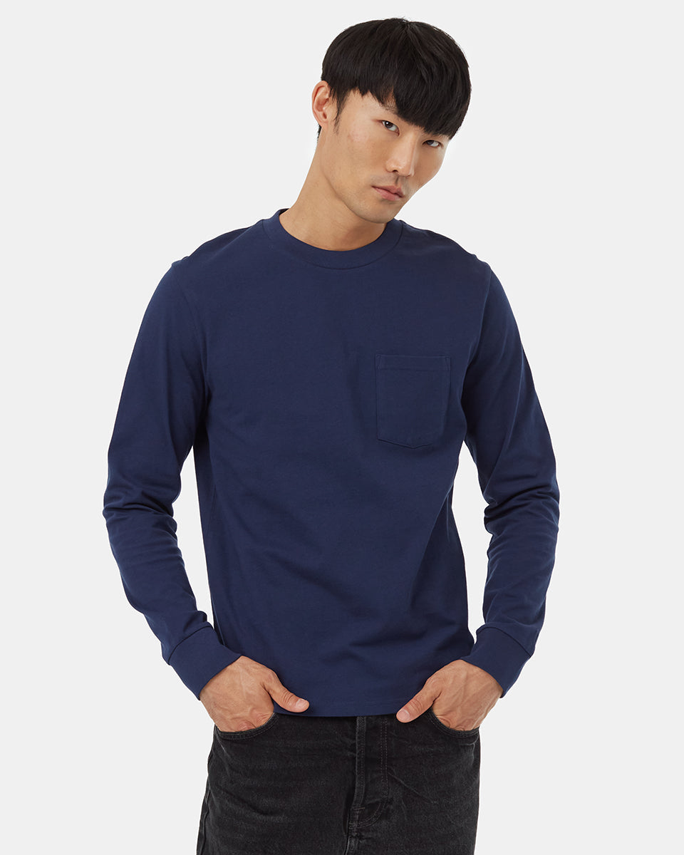 Tentree Men's Heavyweight Cotton Pocket Longsleeve - Dress Blue