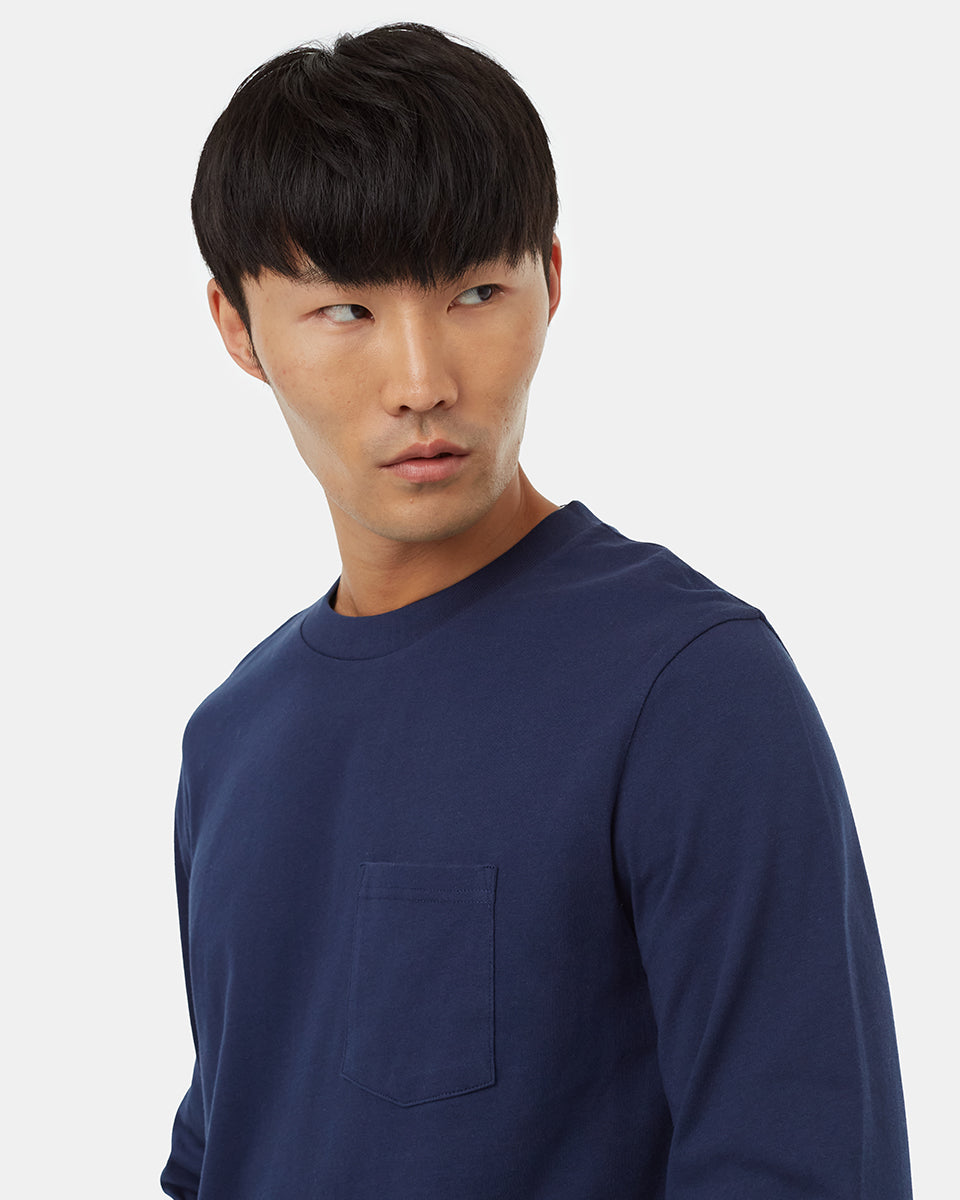 Tentree Men's Heavyweight Cotton Pocket Longsleeve - Dress Blue