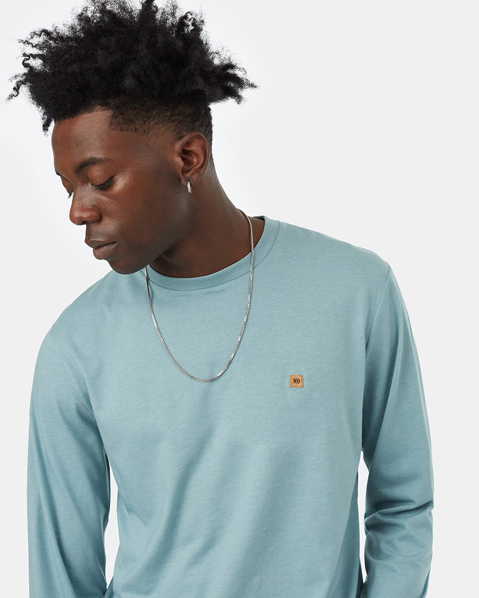 Tentree Men's TreeBlend Baker Longsleeve - Tourmaline Blue Heather
