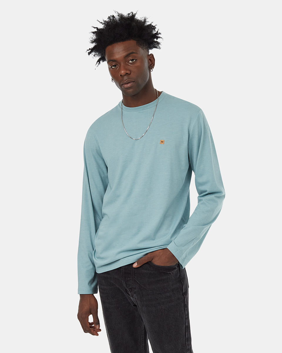 Tentree Men's TreeBlend Baker Longsleeve - Tourmaline Blue Heather