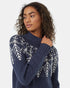 Tentree Women's Highline Wool Intarsia Sweater - Dress Blue Oatmeal