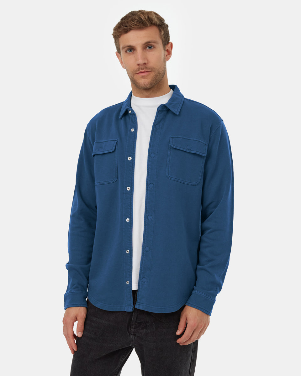 Tentree Men's French Terry Colville Shacket - Moonlit Ocean